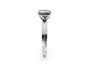 Solitaire Engagement Ring Setting for Fancy Green Princess Cut Center with Wide Knife Ridge Band and Prong Head in Sterling Silver