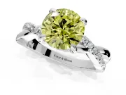 Solitaire Engagement Ring Setting for Fancy Yellow Round Cut Center with Half-Pave Crossover Band and Prong Head in Sterling Silver