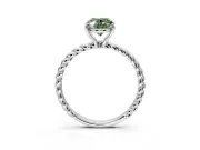 Solitaire Engagement Ring Setting for Fancy Green Oval Center with Plain Twisted Rope Band and Prong Head in Platinum
