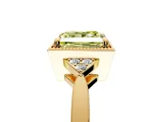 Cluster Engagement Ring Setting for Fancy Yellow Princess Cut Center with Milgrain Shoulder Clusters and Prong Head in Yellow Gold