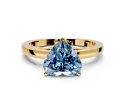 Solitaire Engagement Ring Setting for Fancy Blue Heart-Shaped Center with Basket Rail and Prong Head in Yellow Gold