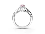 Floral Engagement Ring Setting for Fancy Pink Marquise Center with Four Accent Clusters and Prong Head in Platinum