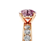 Solitaire Engagement Ring Setting for Fancy Pink Round Cut Center with Channel-Set Accents and Prong Head in Rose Gold