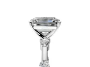 Solitaire Engagement Ring Setting for Emerald Cut Center with Bezel Station Band and Prong Head in Platinum