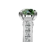 Solitaire Engagement Ring Setting for Fancy Green Round Cut Center with Channel Band and Double Claw Prong Head in Platinum