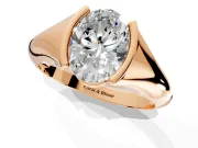 Tension Engagement Ring Setting for Oval Center with Wide Tapered Band and Tension Head in Rose Gold
