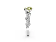 Solitaire Engagement Ring Setting for Fancy Yellow Heart-Shaped Center with Bar-Station Pave Twist and Prong Head in Platinum