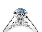 Solitaire Engagement Ring Setting for Fancy Blue Pear-Shaped Center with Channel Band and Double Claw Prong Head in Platinum