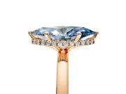 Hidden Halo Engagement Ring Setting for Fancy Blue Marquise Center with Plain Band and Tall Prong Head in Rose Gold
