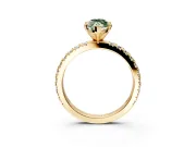 Solitaire Engagement Ring Setting for Fancy Green Marquise Center with Fine Pave Band and Claw Prong Head in Yellow Gold