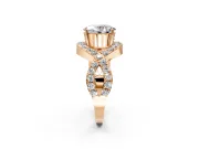 Halo Engagement Ring Setting for Oval Center with Pave Infinity Twist Band and Prong Head in Rose Gold