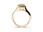 Halo Engagement Ring Setting for Fancy Yellow Princess Cut Center with Pave Accents, Heart Basket and Prong Head in Rose Gold