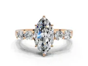 5 Stone Engagement Ring Setting for Marquise Center with Equal Close-Set Accents and Prong Head in Rose Gold