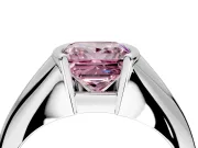 Tension Engagement Ring Setting for Fancy Pink Princess Cut Center with Wide Tapered Band and Tension Head in Sterling Silver