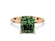 Minimalist Solitaire Engagement Ring Setting for Fancy Green Radiant Cut Center with Thin Band and Prong Head in Rose Gold