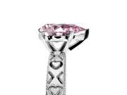 Solitaire Engagement Ring Setting for Fancy Pink Pear-Shaped Center with XO Engraved Band and Prong Head in Platinum
