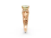 Solitaire Engagement Ring Setting for Fancy Yellow Princess Cut Center with Filigree Accent Basket and Prong Head in Rose Gold