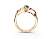 Channel-Set Engagement Ring Setting for Fancy Green Marquise Center with Baguette Band and Prong Head in Rose Gold