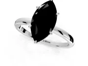 Hidden Halo Engagement Ring Setting for Fancy Black Marquise Center with Plain Band and Tall Prong Head in Platinum