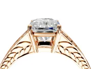 Split Shank Engagement Ring Setting for Radiant Cut Center with Pave Split Shank and Prong Head in Rose Gold