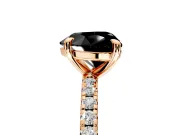 Solitaire Engagement Ring Setting for Fancy Black Heart-Shaped Center with Fine Pave Narrow Band and Prong Head in Rose Gold