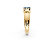Tension Engagement Ring Setting for Fancy Blue Cushion Cut Center with Wide Flat Band and Tension Head in Yellow Gold