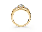 Cluster Engagement Ring Setting for Pear-Shaped Center with Round Cut Accent Frame and Prong Head in Yellow Gold