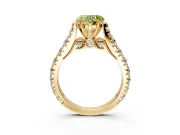 Solitaire Engagement Ring Setting for Fancy Yellow Heart-Shaped Center with Pave Cathedral Shoulders and Prong Head in Yellow Gold