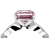 Solitaire Engagement Ring Setting for Fancy Pink Asscher Cut Center with Carved Leaf Shoulders and Prong Head in Sterling Silver