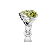 Solitaire Engagement Ring Setting for Fancy Yellow Heart-Shaped Center with Beaded Bezel Station Band and Prong Head in White Gold