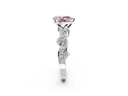 Solitaire Engagement Ring Setting for Fancy Pink Pear-Shaped Center with Bar-Station Pave Twist and Prong Head in Sterling Silver