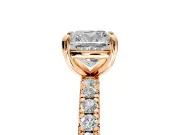 Solitaire Engagement Ring Setting for Cushion Cut Center with Shared-Prong Accents and Prong Head in Rose Gold