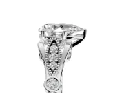 Solitaire Engagement Ring Setting for Pear-Shaped Center with Marquise and Bezel Accents and Prong Head in Platinum