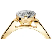 Solitaire Engagement Ring Setting for Heart-Shaped Center with Channel Accents and Prong Head in Yellow Gold