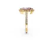 Halo Engagement Ring Setting for Fancy Pink Marquise Center with Inner Milgrain Border and Prong Head in Yellow Gold