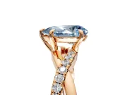 Crossover Engagement Ring Setting for Fancy Blue Pear-Shaped Center with Pave and Plain Strands and Prong Head in Rose Gold
