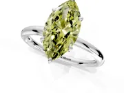 Low-Set Solitaire Engagement Ring Setting for Fancy Yellow Oval Center with Thin Plain Band and Prong Head in Platinum