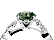 Floral Engagement Ring Setting for Fancy Green Round Cut Center with Trailing Marquise Accents and Prong Head in Sterling Silver
