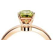 Solitaire Engagement Ring Setting for Fancy Yellow Emerald Cut Center with Plain Band and Tulip Prong Head in Rose Gold