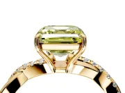 Crossover Engagement Ring Setting for Fancy Yellow Asscher Cut Center with Pave and Plain Strands and Prong Head in Yellow Gold