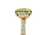 Solitaire Engagement Ring Setting for Fancy Yellow Radiant Cut Center with Fine Pave Band and Prong Head in Yellow Gold