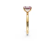 Hidden Halo Engagement Ring Setting for Fancy Pink Asscher Cut Center with Thin Rounded Band and Prong Head in Yellow Gold