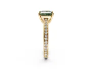 Solitaire Engagement Ring Setting for Fancy Green Princess Cut Center with Channel-Set Accent Band and Prong Head in Yellow Gold