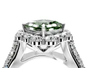 Large Accent Halo Engagement Ring Setting for Fancy Green Princess Cut Center with Pave Split Shank and Prong Head in Platinum