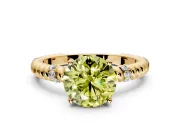 Rope Engagement Ring Setting for Fancy Yellow Round Cut Center with Accent Shoulders and Prong Head in Yellow Gold