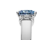 Solitaire Engagement Ring Setting for Fancy Blue Radiant Cut Center with Wide Band, Pave Collar and Prong Head in Sterling Silver