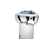 Solitaire Engagement Ring Setting for Fancy Blue Heart-Shaped Center with Wide Band and Bezel Head in Platinum