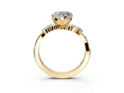 Solitaire Engagement Ring Setting for Heart-Shaped Center with Marquise Accent Twist Band and Prong Head in Yellow Gold
