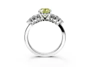 Cluster Engagement Ring Setting for Fancy Yellow Oval Center with 2-Row Shoulder Clusters and Prong Head in Sterling Silver