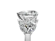 Leaf Cluster Engagement Ring Setting for Pear-Shaped Center with Marquise Accents and Prong Head in Sterling Silver